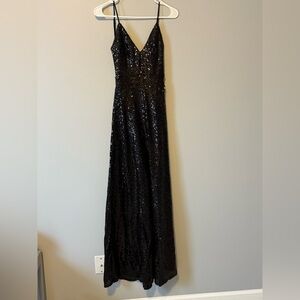 Sequin open back maxi dress